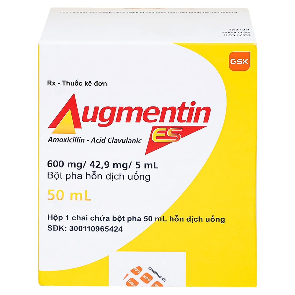 Hình ảnh Bột pha hỗn dịch uống Augmentin ES GSK điều trị các nhiễm trùng do vi khuẩn gây ra ở trẻ (50ml)
