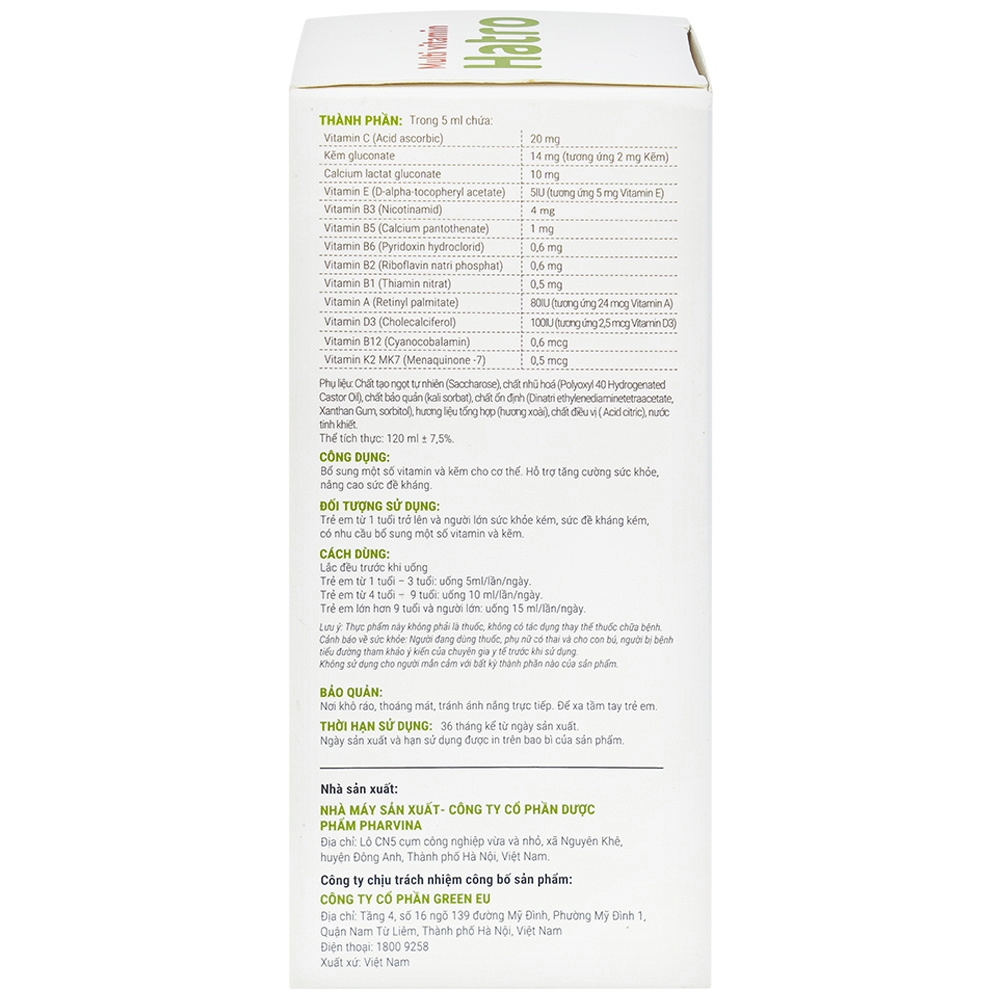 Hình ảnh Siro Multi Vitamin Hatro hỗ trợ tăng cường sức khỏe, nâng cao sức đề kháng (120ml)