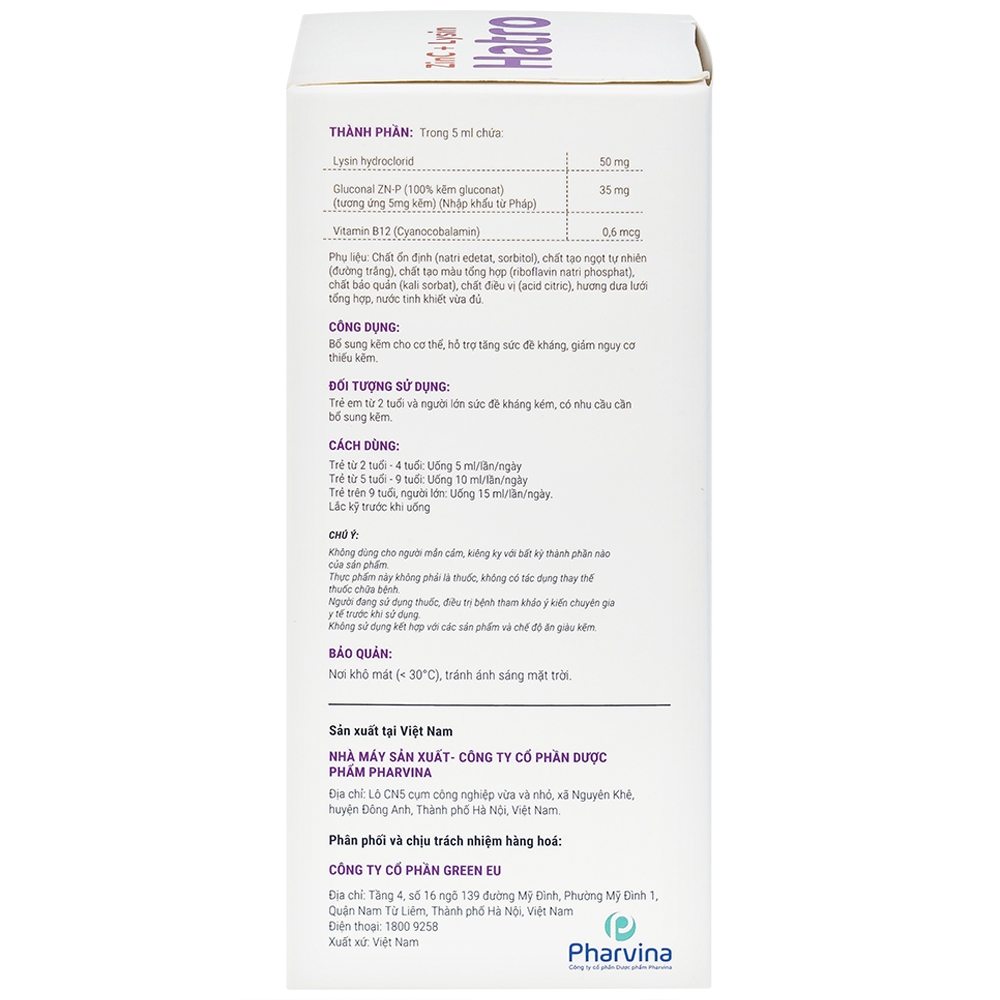 Hình ảnh Siro ZinC + Lysin Hatro bổ sung kẽm, hỗ trợ tăng sức đề kháng cho trẻ (120ml)