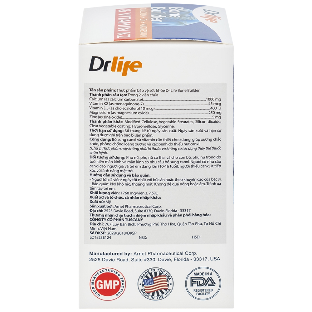 Hình ảnh Viên uống Bone Builder Drlife bổ sung canxi và vitamin cho xương (60 viên)