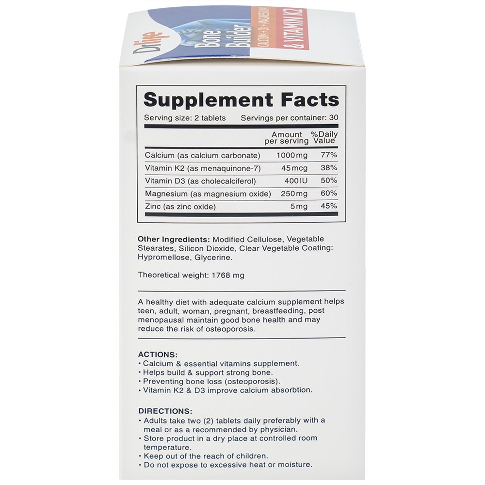 Hình ảnh Viên uống Bone Builder Drlife bổ sung canxi và vitamin cho xương (60 viên)