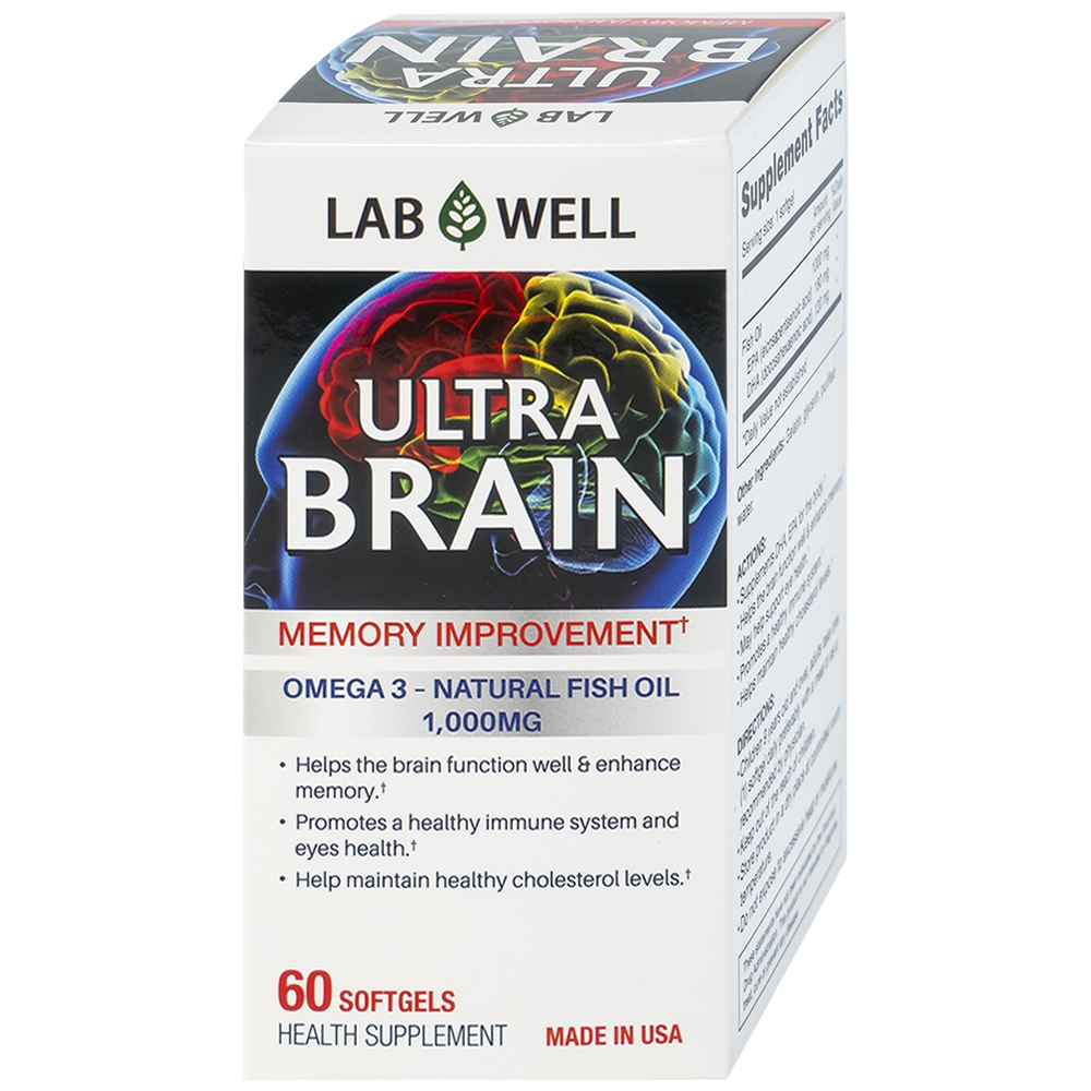 Hình ảnh Viên uống Ultra Brain Lab Well hỗ trợ bổ sung DHA, EPA cho cơ thể (60 viên)