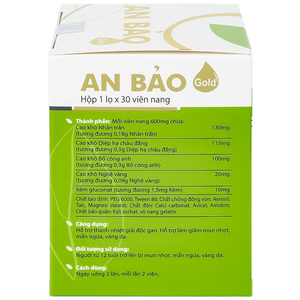 Hình ảnh Viên uống An Bảo Gold Nam Dược hỗ trợ thanh nhiệt giải độc gan, giảm mụn nhọt (30 viên)