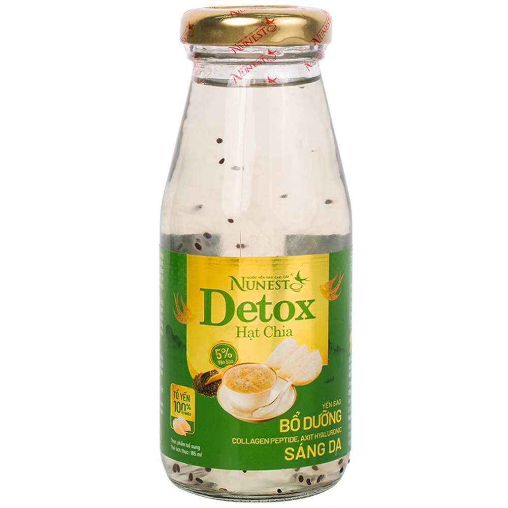 Hình ảnh Nước Yến Sào Cao Cấp Nunest Detox hạt chia bổ dưỡng, sáng da (6 Chai x 185ml)
