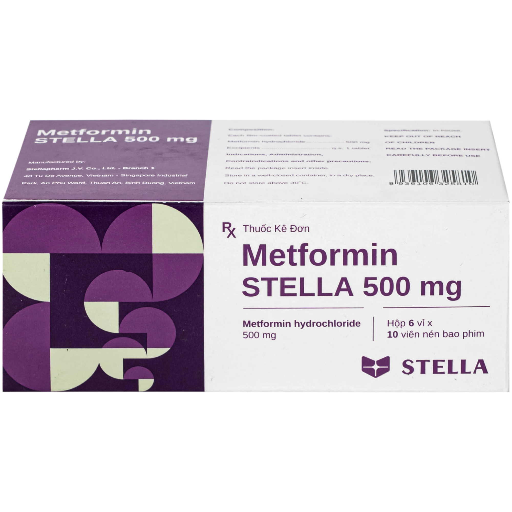 Hình ảnh Thuốc Metformin 500MG Stella điều trị tiểu đường típ 2 (6 vỉ x 10 viên)
