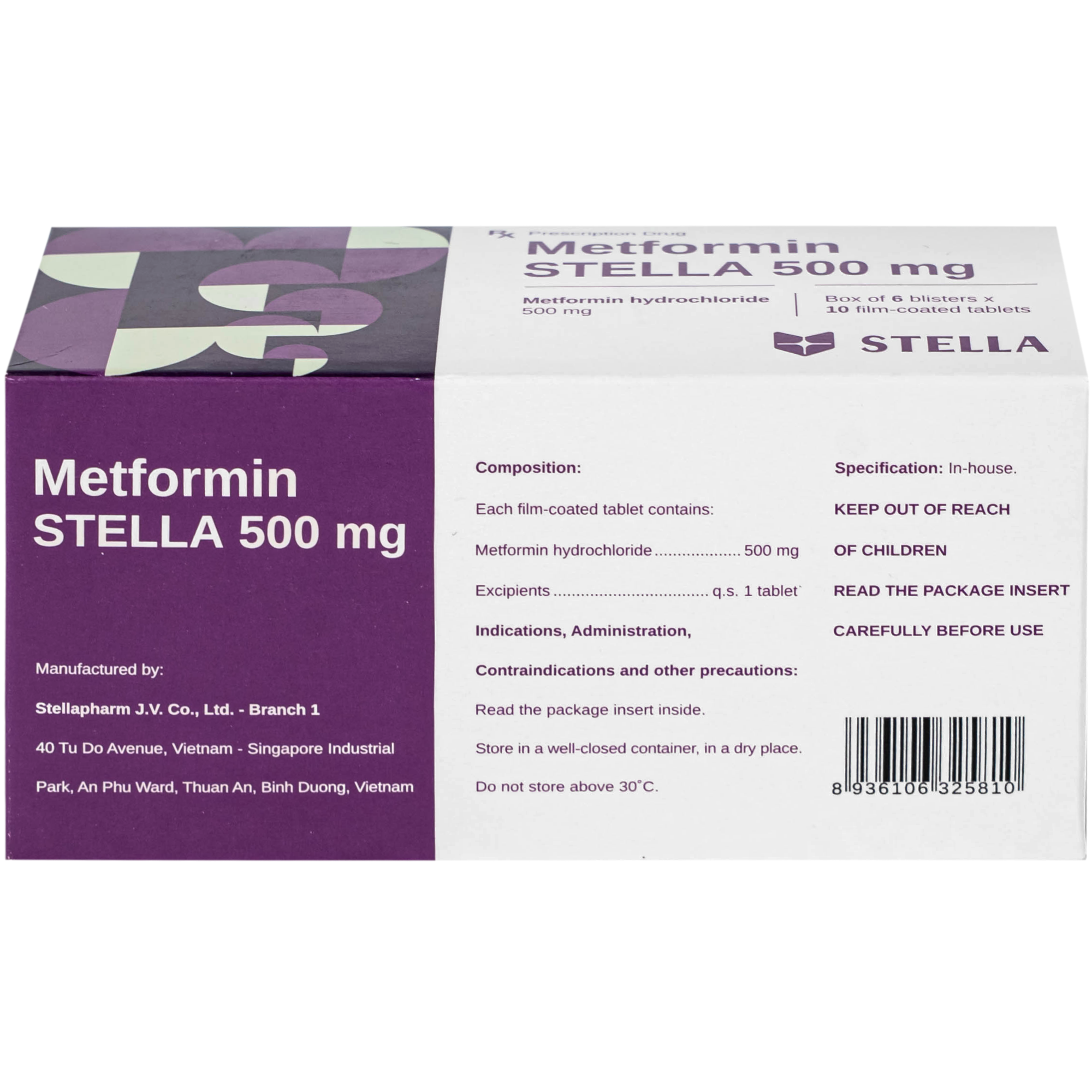 Hình ảnh Thuốc Metformin 500MG Stella điều trị tiểu đường típ 2 (6 vỉ x 10 viên)