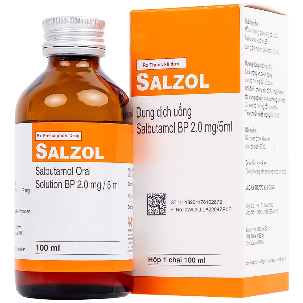 Hình ảnh Dung dịch uống Salzol Windlas Biotech điều trị bệnh hen, bệnh suyễn, co thắt phế quản (100ml)