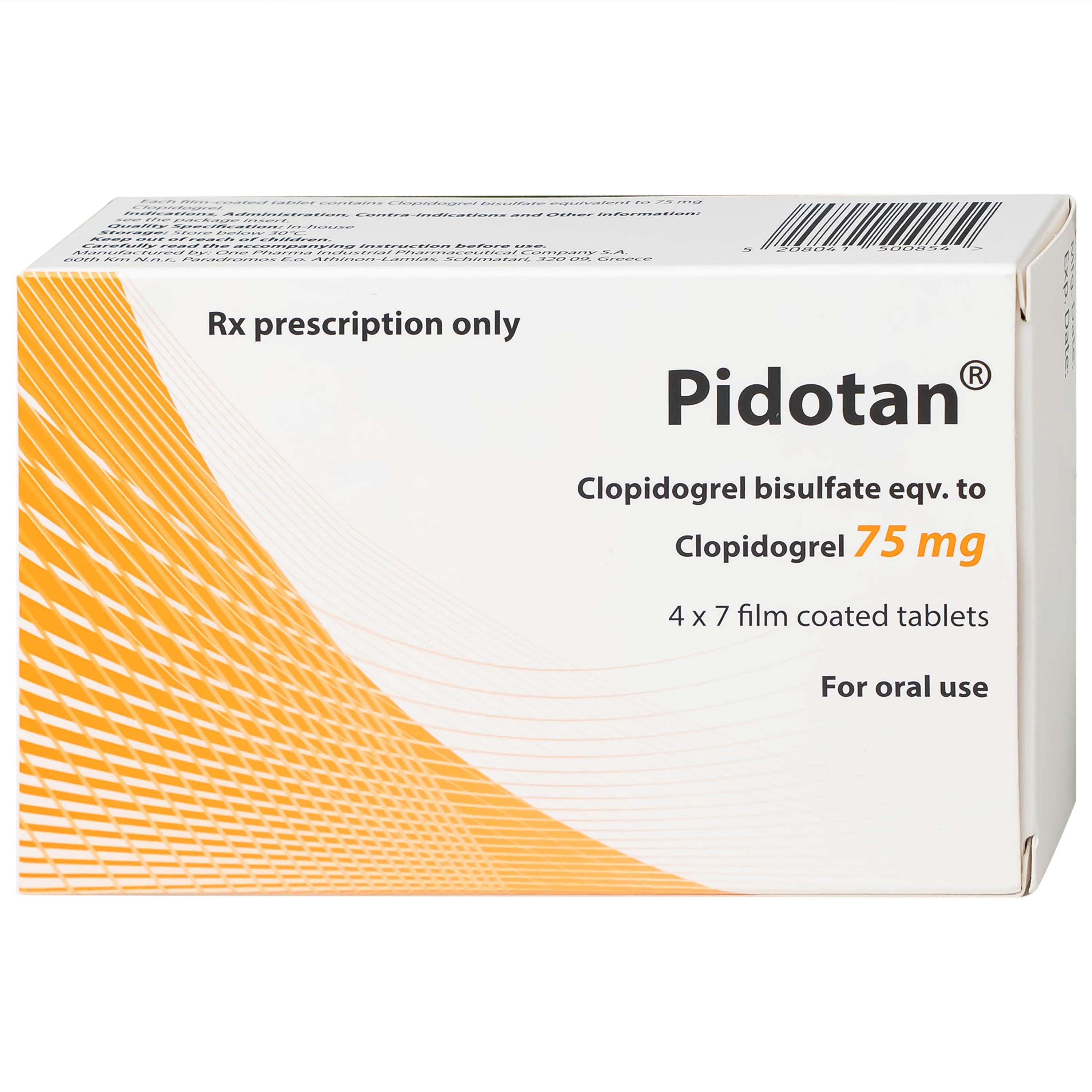 Hình ảnh Thuốc Pidotan 75mg One Pharma phòng ngừa huyết khối động mạch và rung nhĩ (4 vỉ x 7 viên)