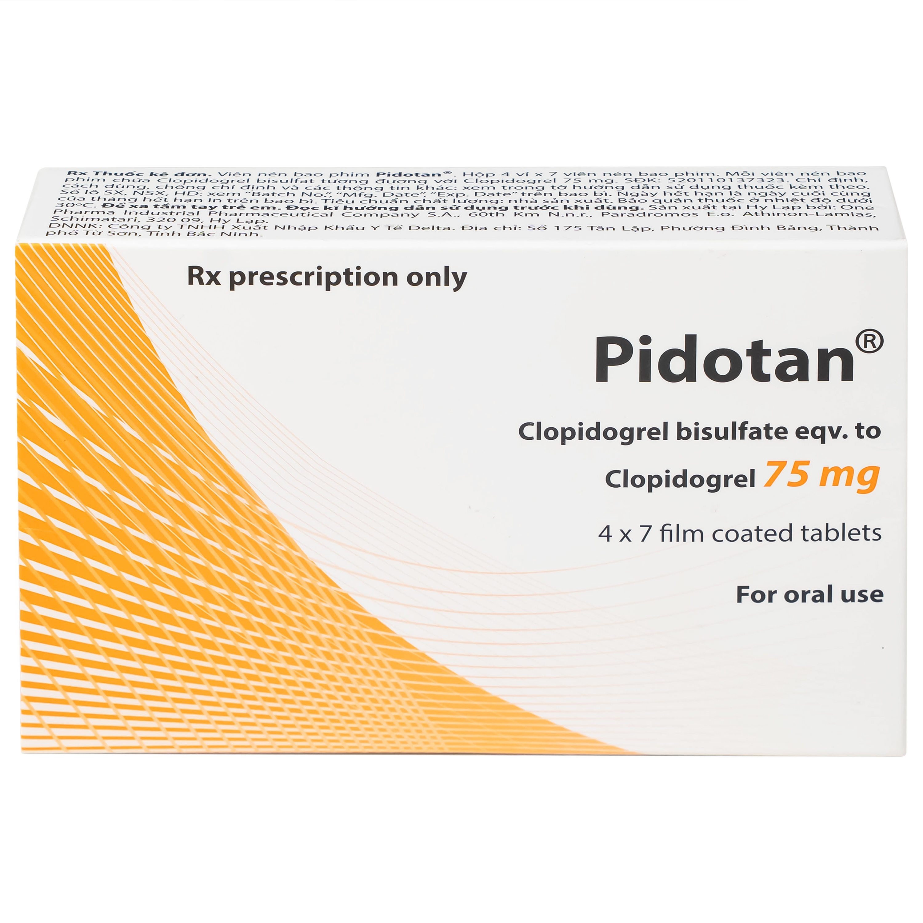 Hình ảnh Thuốc Pidotan 75mg One Pharma phòng ngừa huyết khối động mạch và rung nhĩ (4 vỉ x 7 viên)