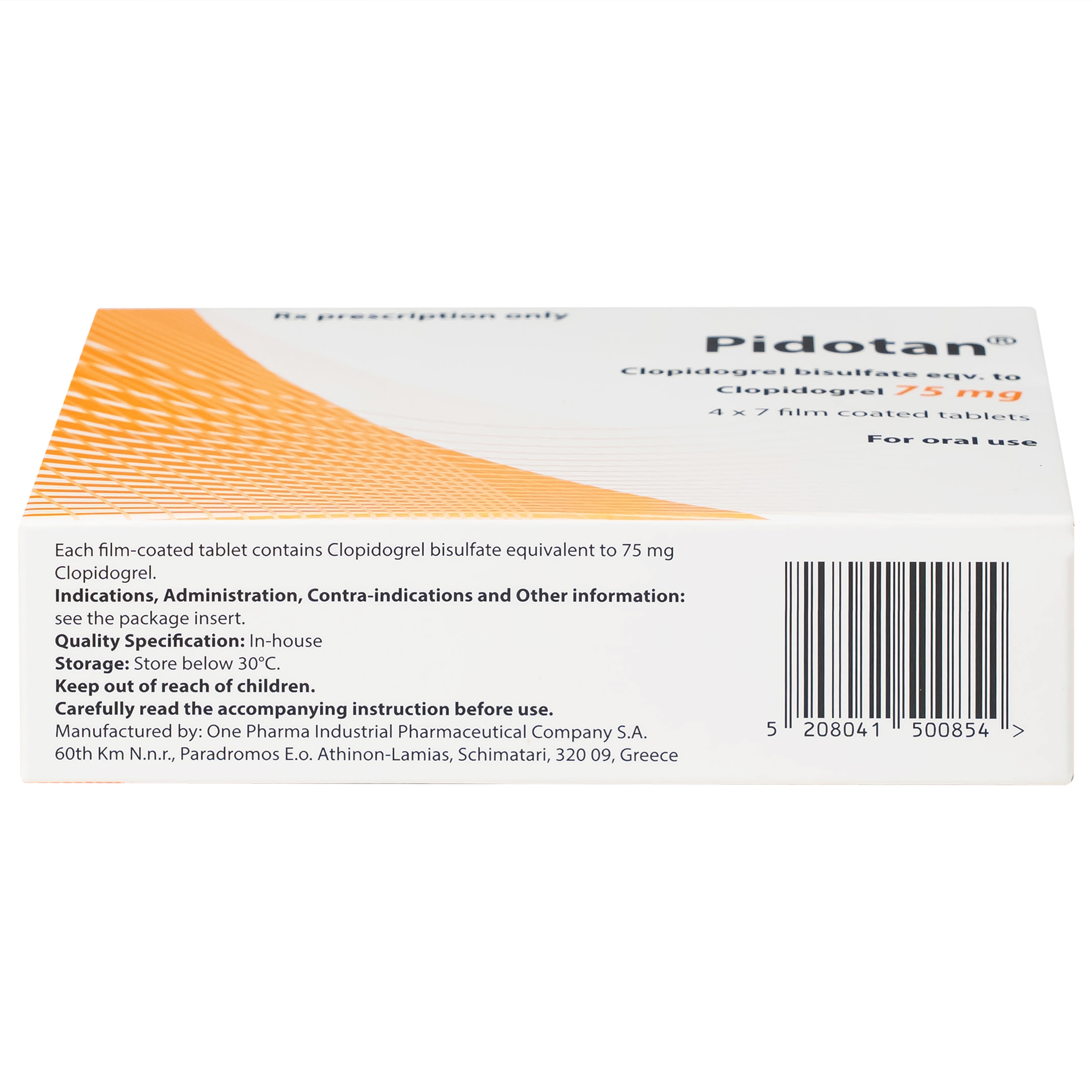 Hình ảnh Thuốc Pidotan 75mg One Pharma phòng ngừa huyết khối động mạch và rung nhĩ (4 vỉ x 7 viên)