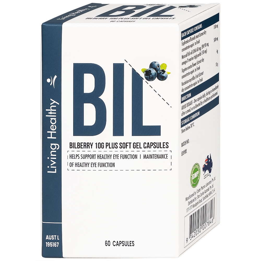 Hình ảnh Viên uống Bilberry 10g Plus Soft Gel Capsules hỗ trợ tăng cường thị lực, chống oxy hóa (60 viên)