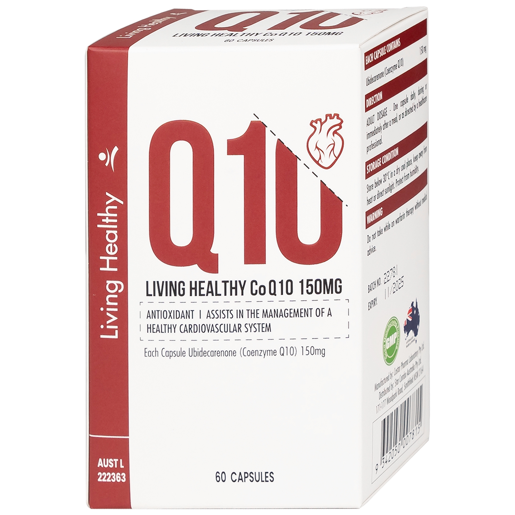Hình ảnh Viên uống Living Healthy CoQ10 150mg hỗ trợ tim mạch, tuần hoàn máu (60 viên)