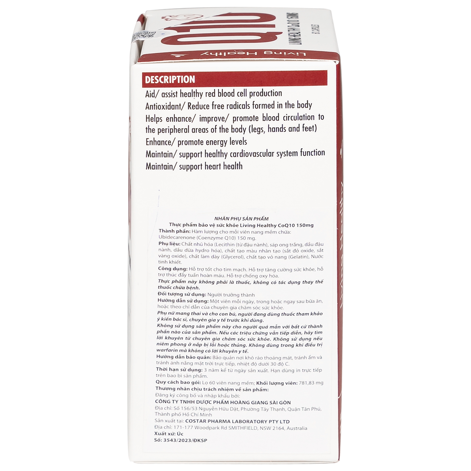 Hình ảnh Viên uống Living Healthy CoQ10 150mg hỗ trợ tim mạch, tuần hoàn máu (60 viên)