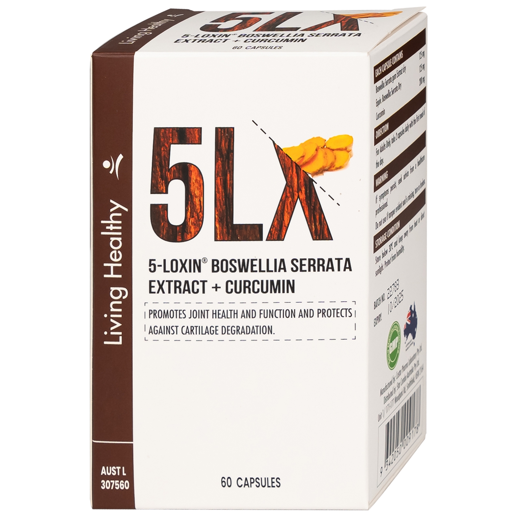 Hình ảnh Viên uống Living Healthy 5-Loxin Boswellia Serrata Extract + Curcumin hỗ trợ giảm viêm khớp (60 viên)