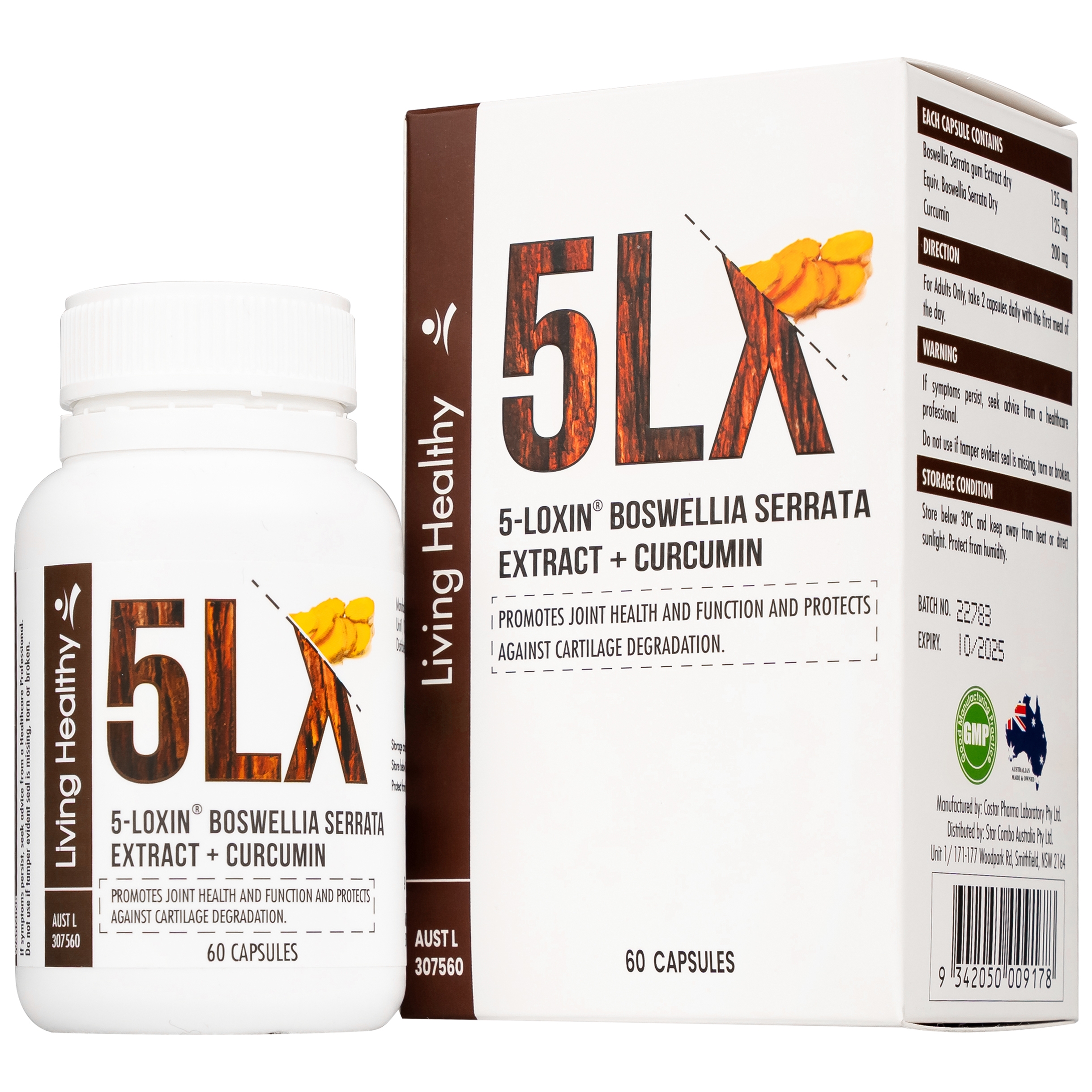 Hình ảnh Viên uống Living Healthy 5-Loxin Boswellia Serrata Extract + Curcumin hỗ trợ giảm viêm khớp (60 viên)