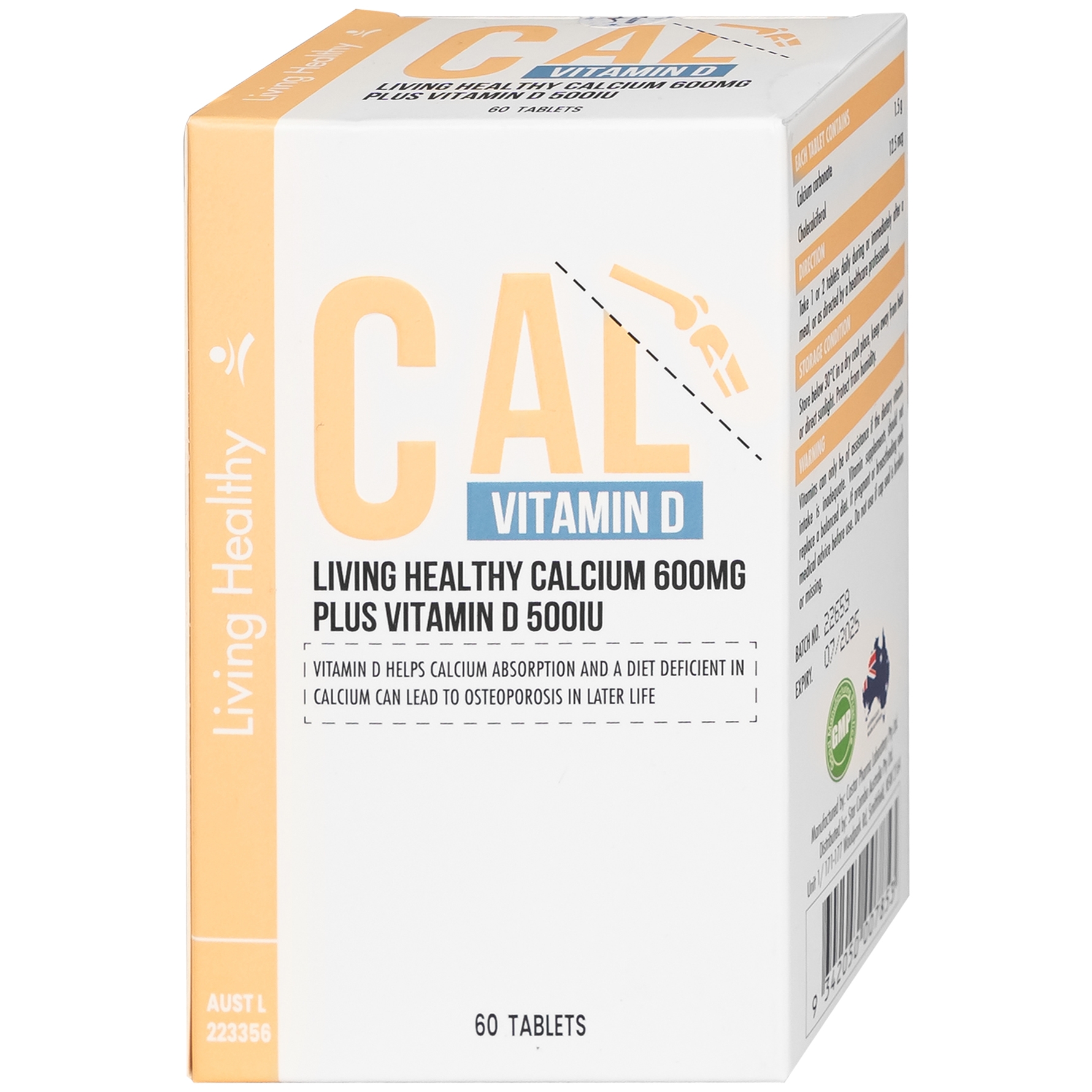 Hình ảnh Viên uống Living Healthy Calcium 600mg Plus Vitamin D 500IU hỗ trợ phát triển xương, răng (60 viên)