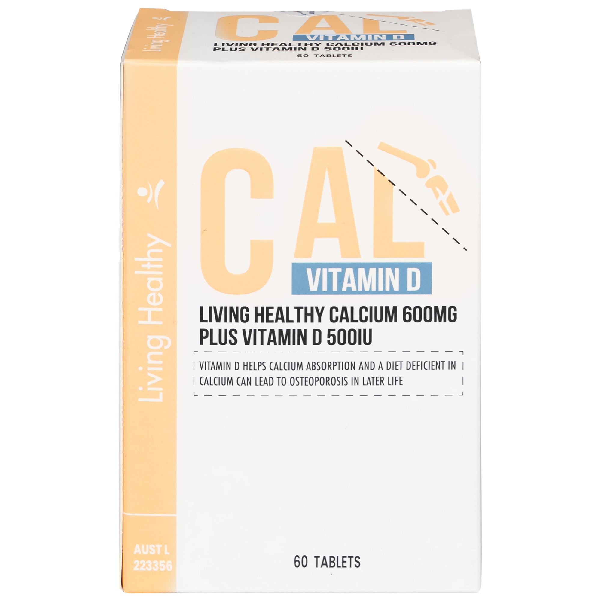 Hình ảnh Viên uống Living Healthy Calcium 600mg Plus Vitamin D 500IU hỗ trợ phát triển xương, răng (60 viên)