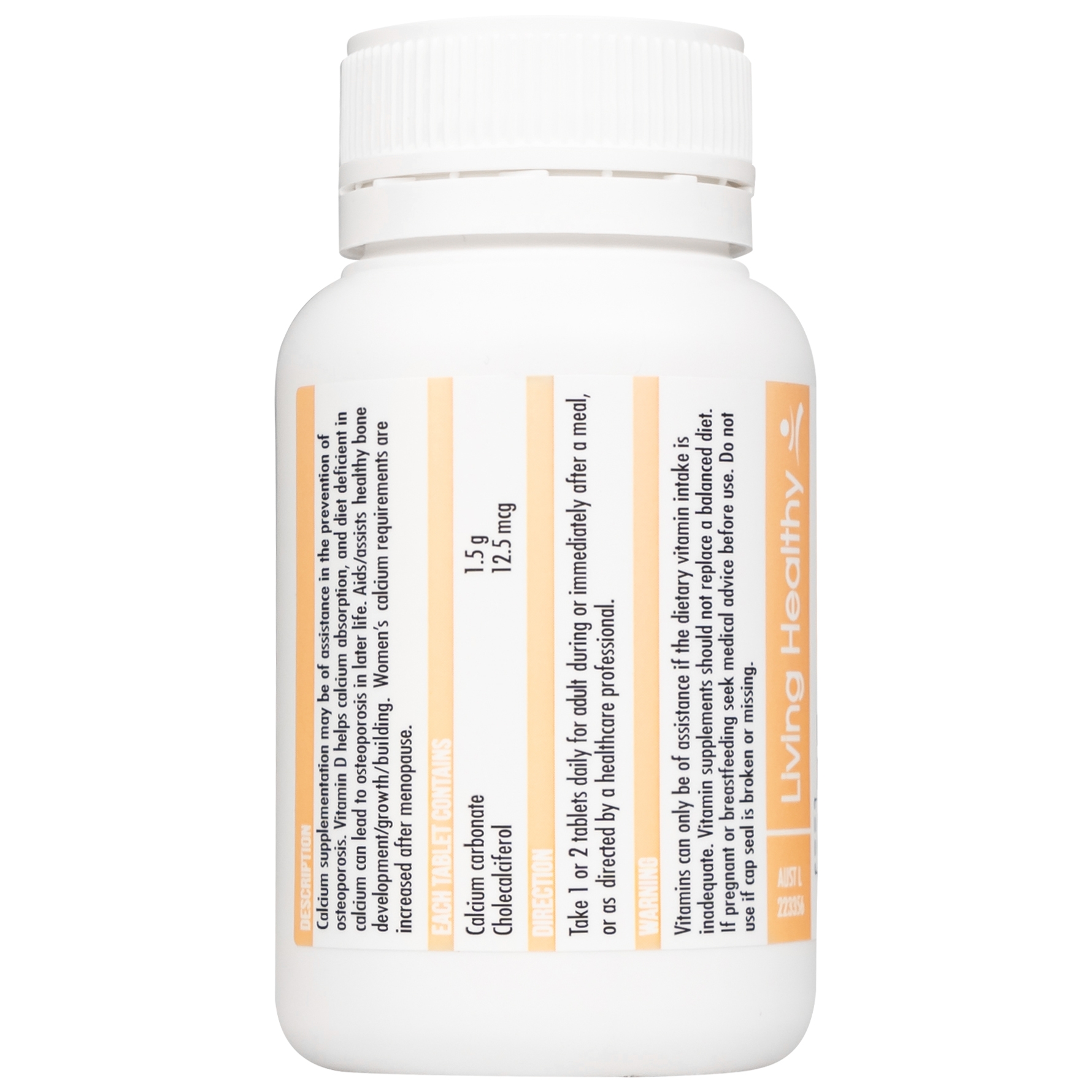 Hình ảnh Viên uống Living Healthy Calcium 600mg Plus Vitamin D 500IU hỗ trợ phát triển xương, răng (60 viên)