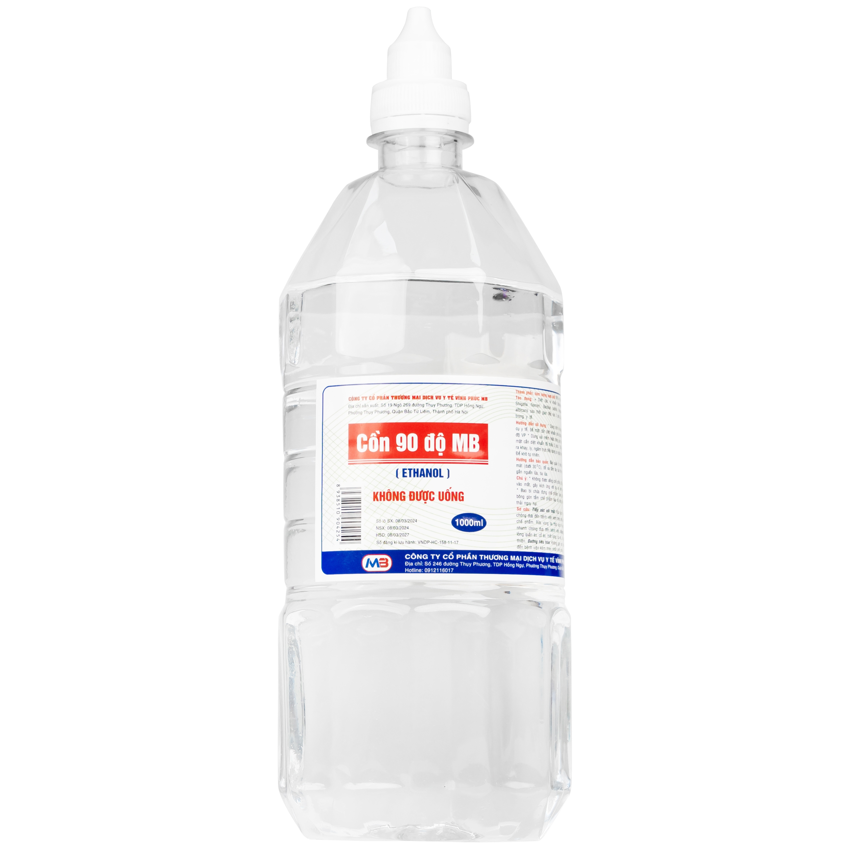 Hình ảnh Cồn 90 độ Vĩnh Phúc tiệt trùng các dụng cụ y tế (1000ml)