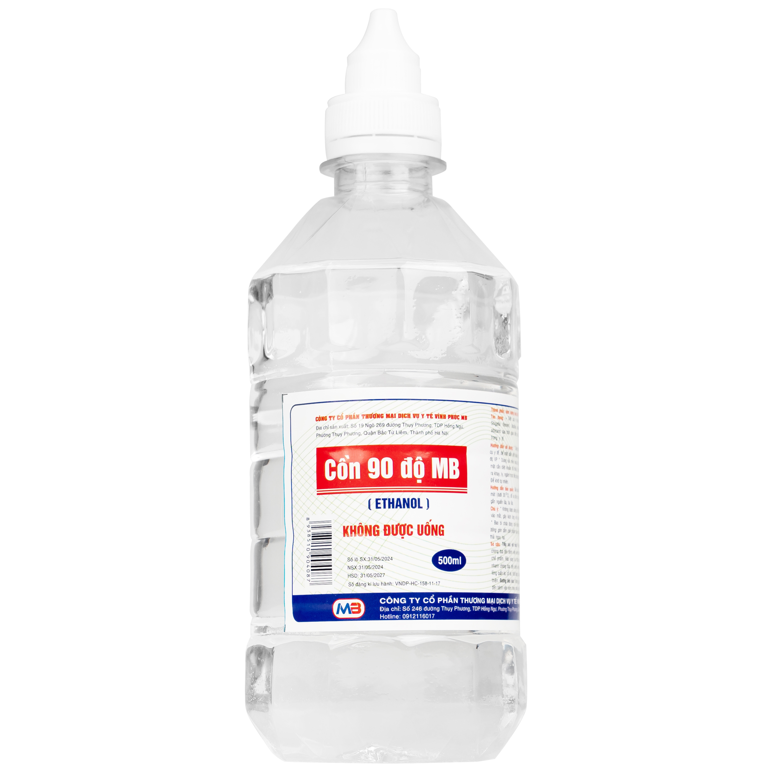 Hình ảnh Cồn 90 độ Vĩnh Phúc tiệt trùng các dụng cụ y tế (500ml)
