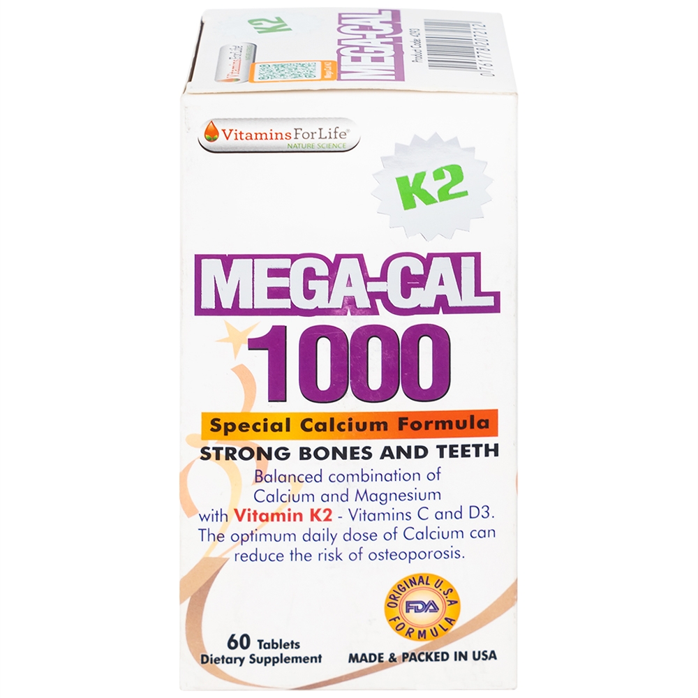 Hình ảnh Viên uống Mega-Cal 1000 Vitamins For Life giúp bổ sung canxi, chống loãng xương (60 viên)