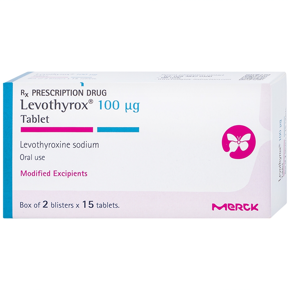 Hình ảnh Thuốc Levothyrox 100µg Merck điều trị bướu giáp, suy giáp, ung thư giáp (2 vỉ x 15 viên)