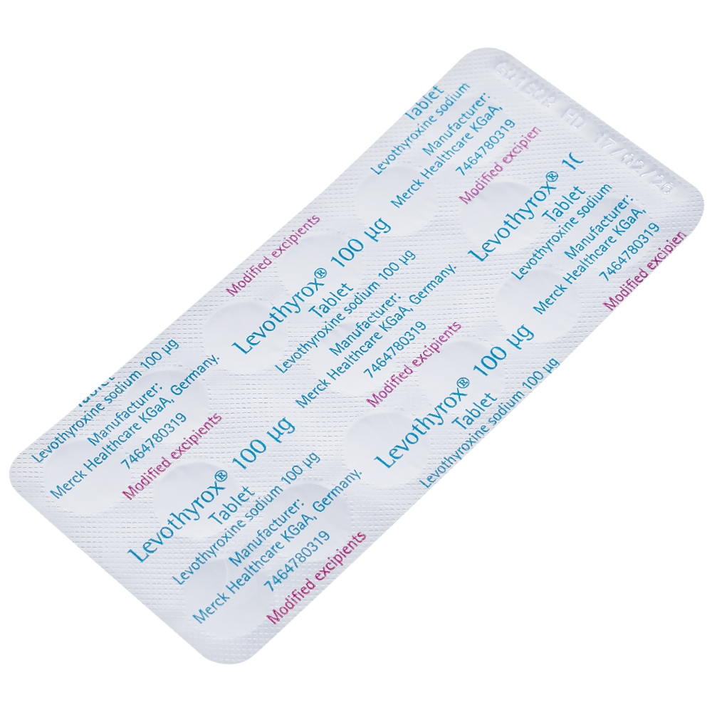 Hình ảnh Thuốc Levothyrox 100µg Merck điều trị bướu giáp, suy giáp, ung thư giáp (2 vỉ x 15 viên)