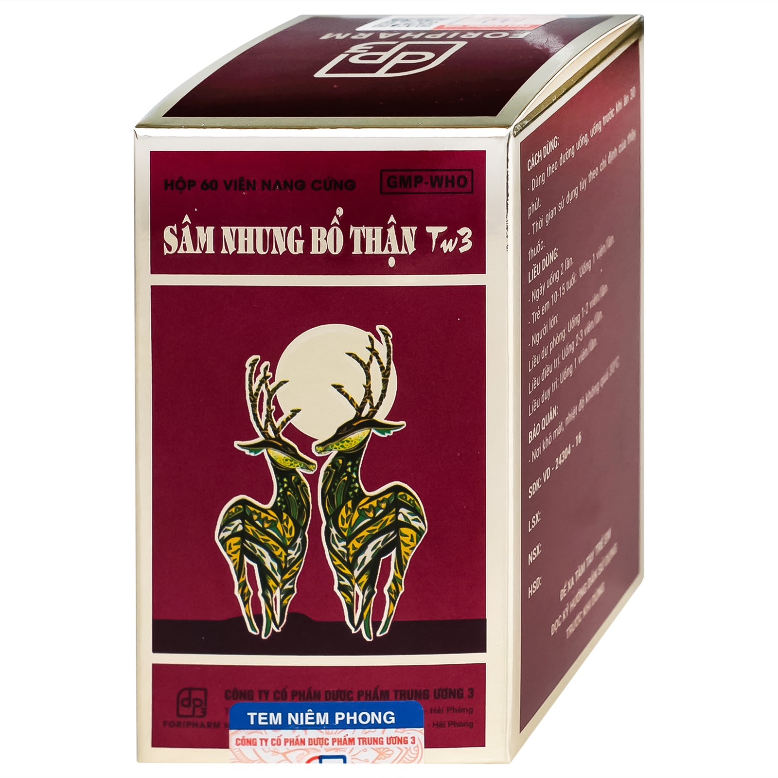 Hình ảnh Thuốc Sâm nhung bổ thận TW3 giúp tăng cường sức khỏe, cải thiện tiểu đêm, tê mỏi chân tay (60 viên)