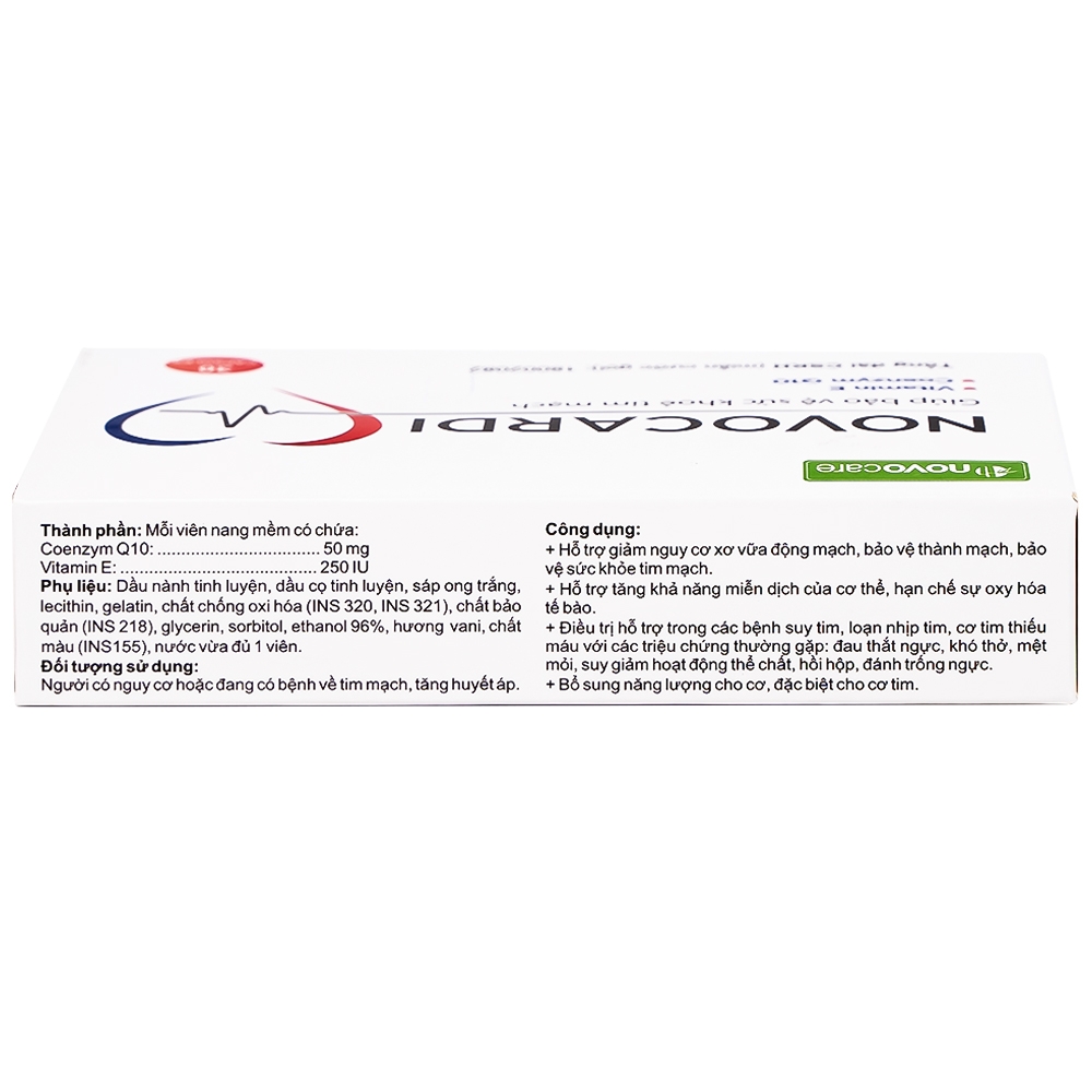 Hình ảnh Viên uống Novocardi Novocare hỗ trợ giảm nguy cơ xơ vữa động mạch, bảo vệ thành mạch (30 viên)