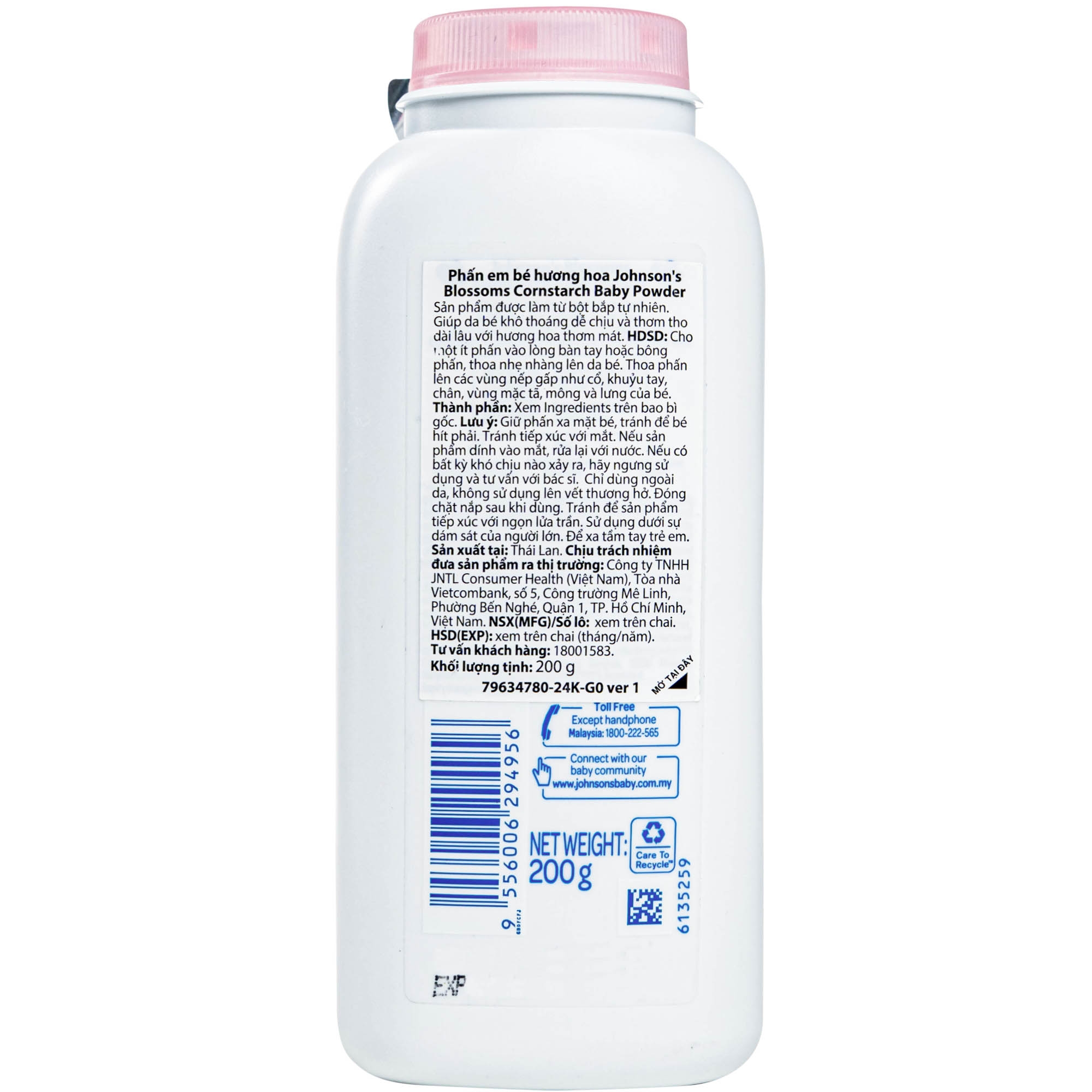 Hình ảnh Phấn em bé hương hoa Johnson's blossoms cornstarch baby powder 200g