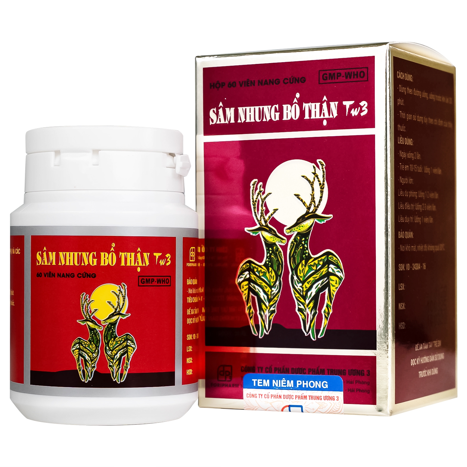 Hình ảnh Thuốc Sâm nhung bổ thận TW3 giúp tăng cường sức khỏe, cải thiện tiểu đêm, tê mỏi chân tay (60 viên)