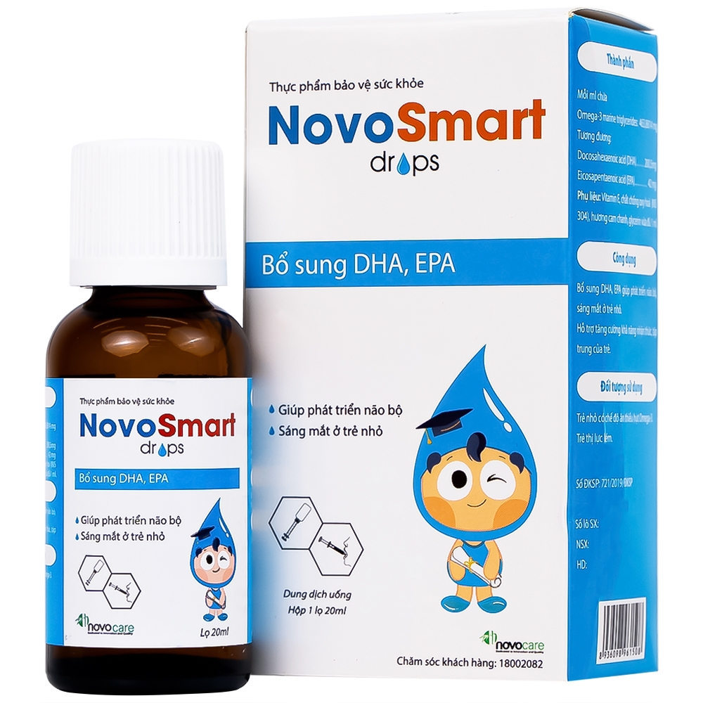 Hình ảnh Dung dịch uống NovoSmart Drops 20ml Novocare bổ sung DHA, EPA, phát triển não bộ  