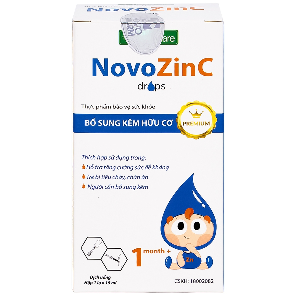 Hình ảnh Dung dịch uống NovoZinc 15ml Novocare hỗ trợ tăng cường sức khỏe, hỗ trợ trẻ bị tiêu chảy