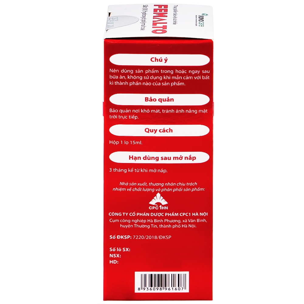 Hình ảnh Dung dịch uống Femalto 15ml Novocare bổ sung sắt do thiếu sắt