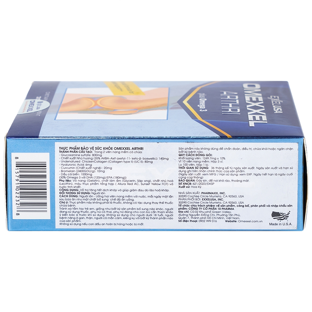 Hình ảnh Viên nang mềm Omexxel Arthri hỗ trợ tăng tiết dịch khớp, giảm đau do lão hóa khớp (3 vỉ x 10 viên)