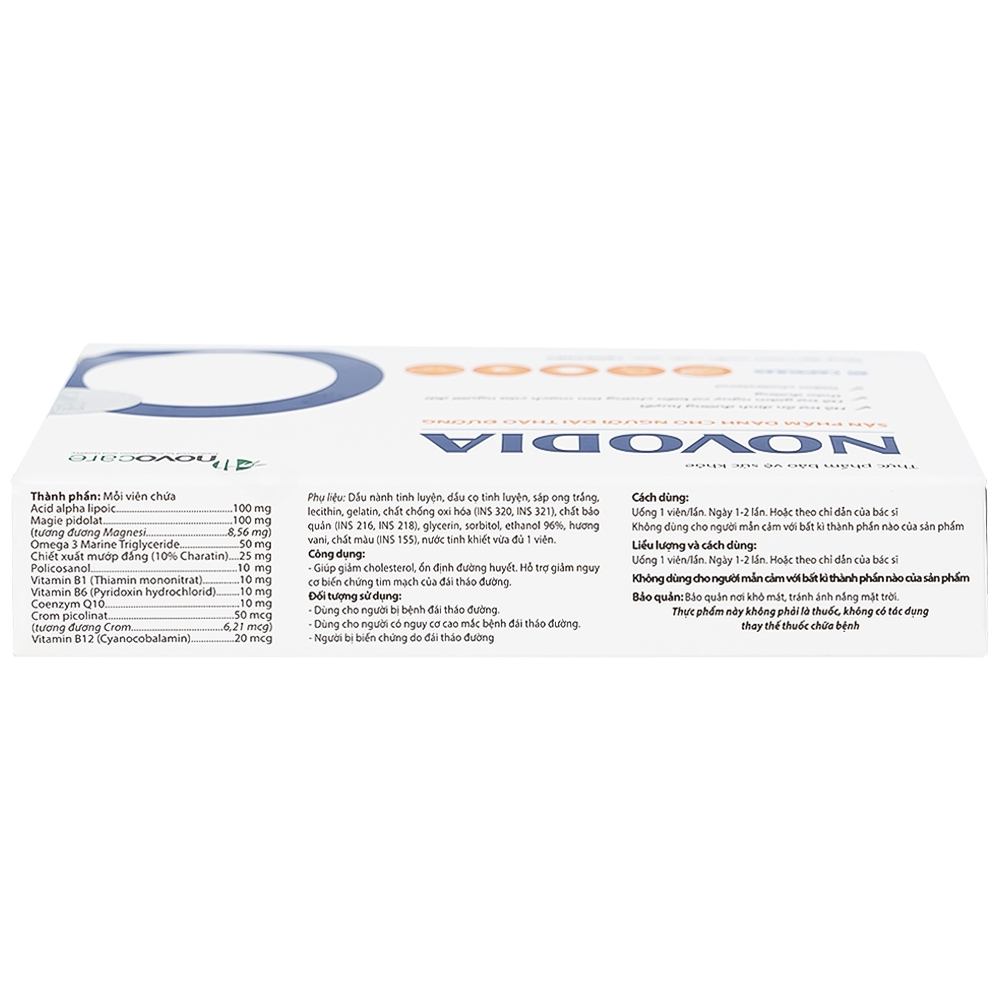 Hình ảnh Viên uống Novodia Novocare hỗ trợ ổn định đường huyết, giảm biến chứng tim mạch (2 vỉ x 15 viên)