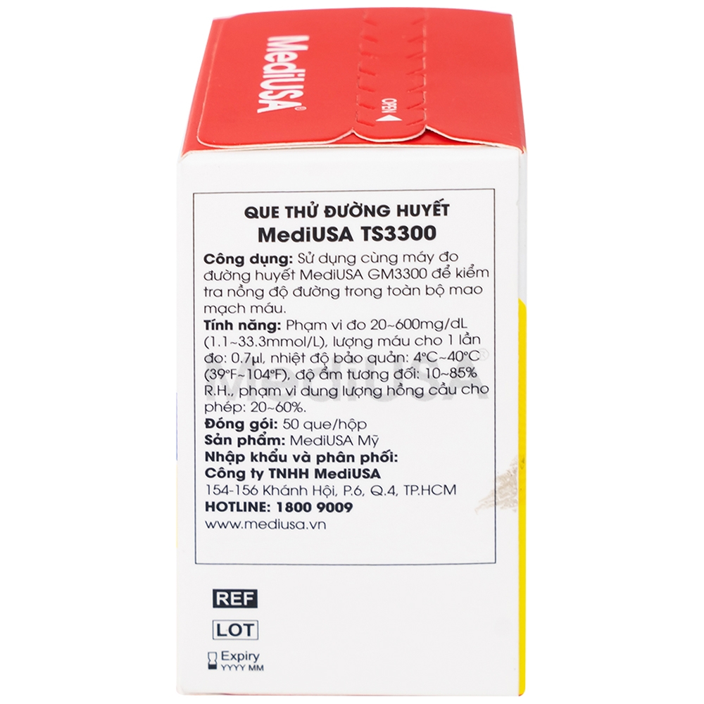 Hình ảnh Que thử đường huyết MediUSA TS3300 sử dụng cùng máy đo đường huyết MediUSA GM3300 (50 que)