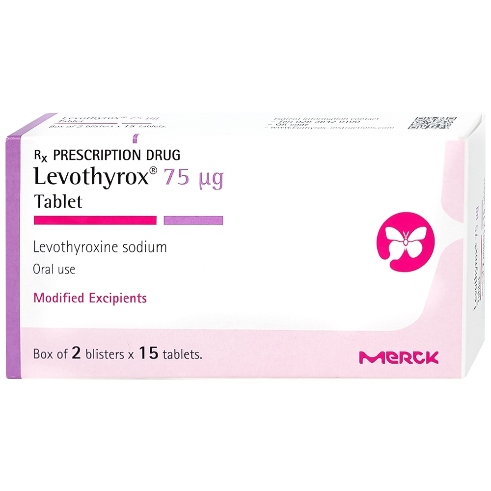 Hình ảnh Thuốc Levothyrox 75µg Merck điều trị bướu giáp đơn thuần lành tính (2 vỉ x 15 viên)