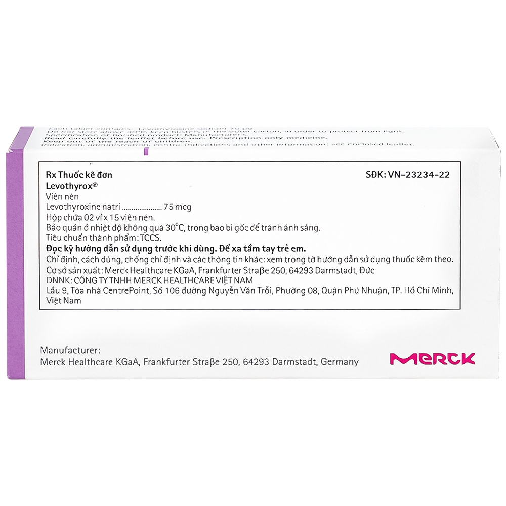 Hình ảnh Thuốc Levothyrox 75µg Merck điều trị bướu giáp đơn thuần lành tính (2 vỉ x 15 viên)