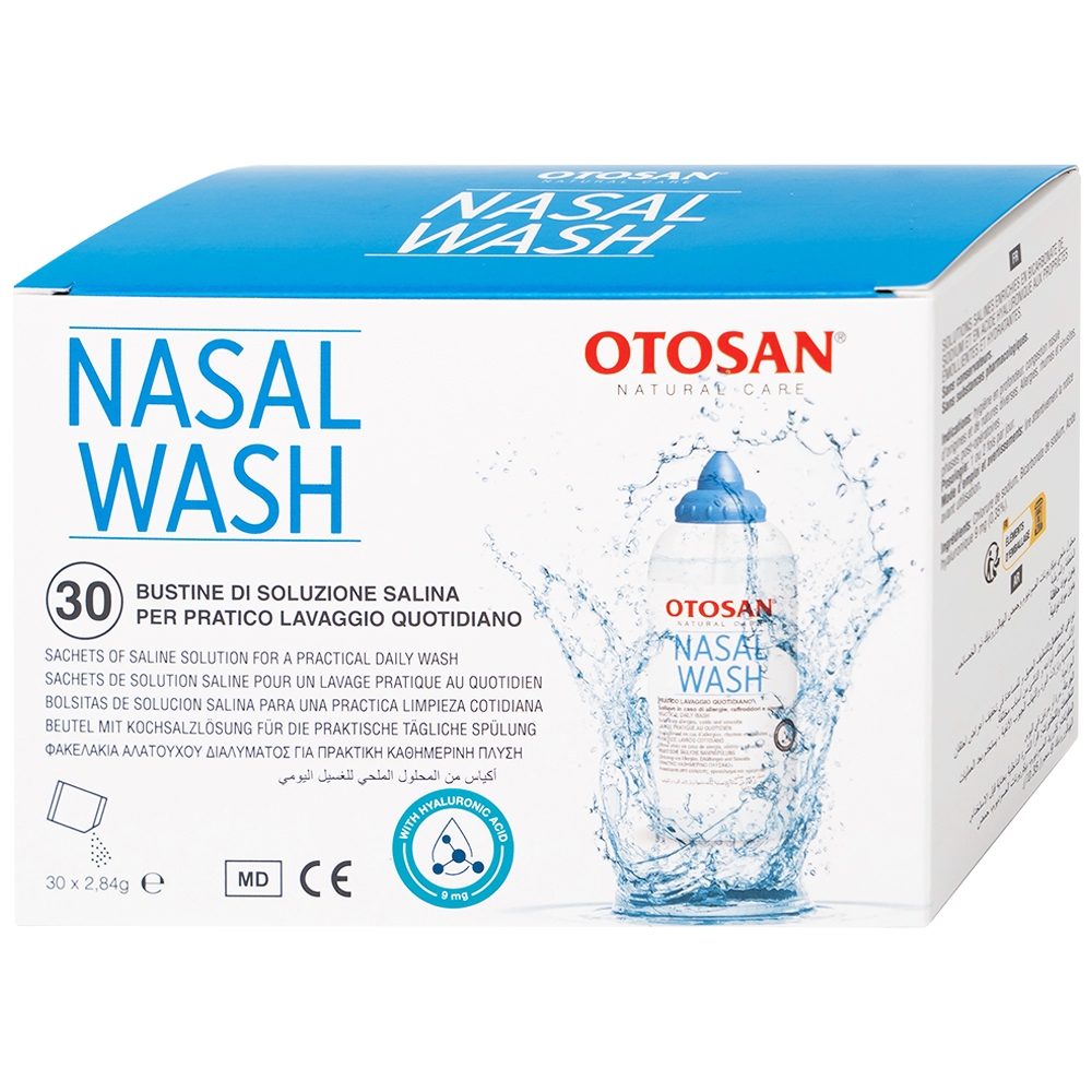 Hình ảnh Bộ rửa xoang mũi Otosan Nasal Wash làm sạch sâu, hồi phục chứng viêm mũi dị ứng (1 kít + 30 gói)
