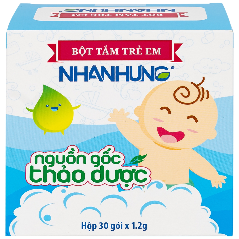 Hình ảnh Bột pha nước tắm trẻ em Nhân Hưng làm sạch da, kháng khuẩn (1g x 30 gói)