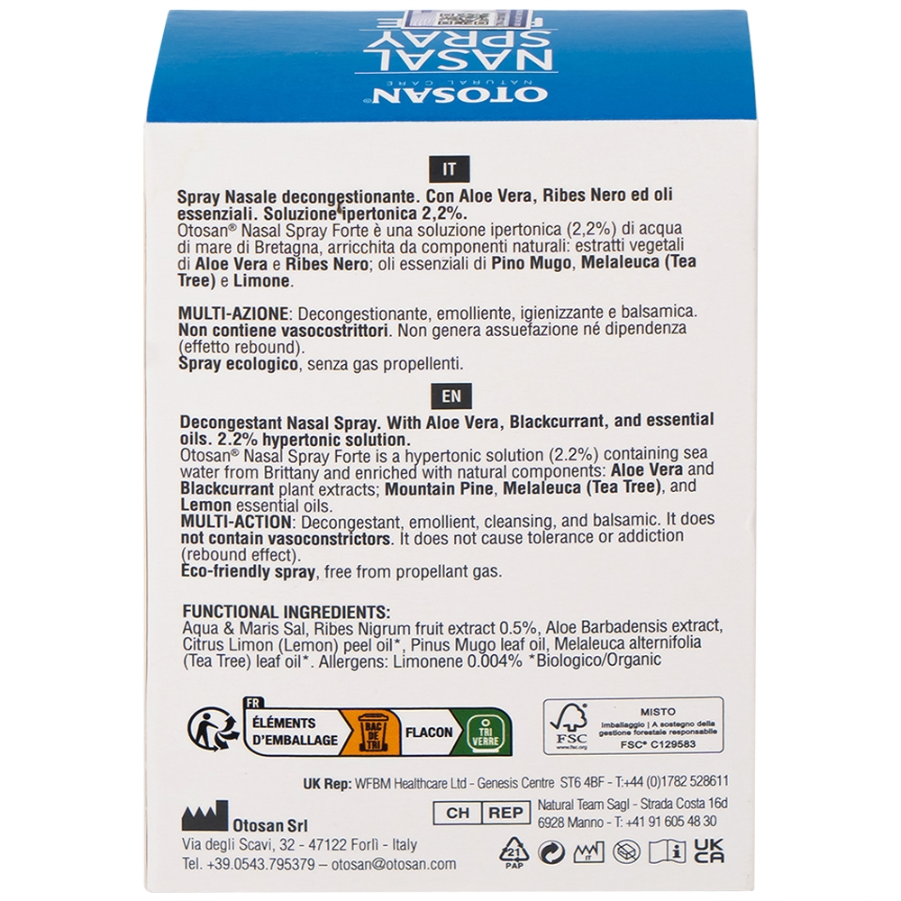 Hình ảnh Dung dịch xịt mũi Otosan Nasal Spray Forte hỗ trợ điều trị viêm mũi, viêm xoang (30ml)