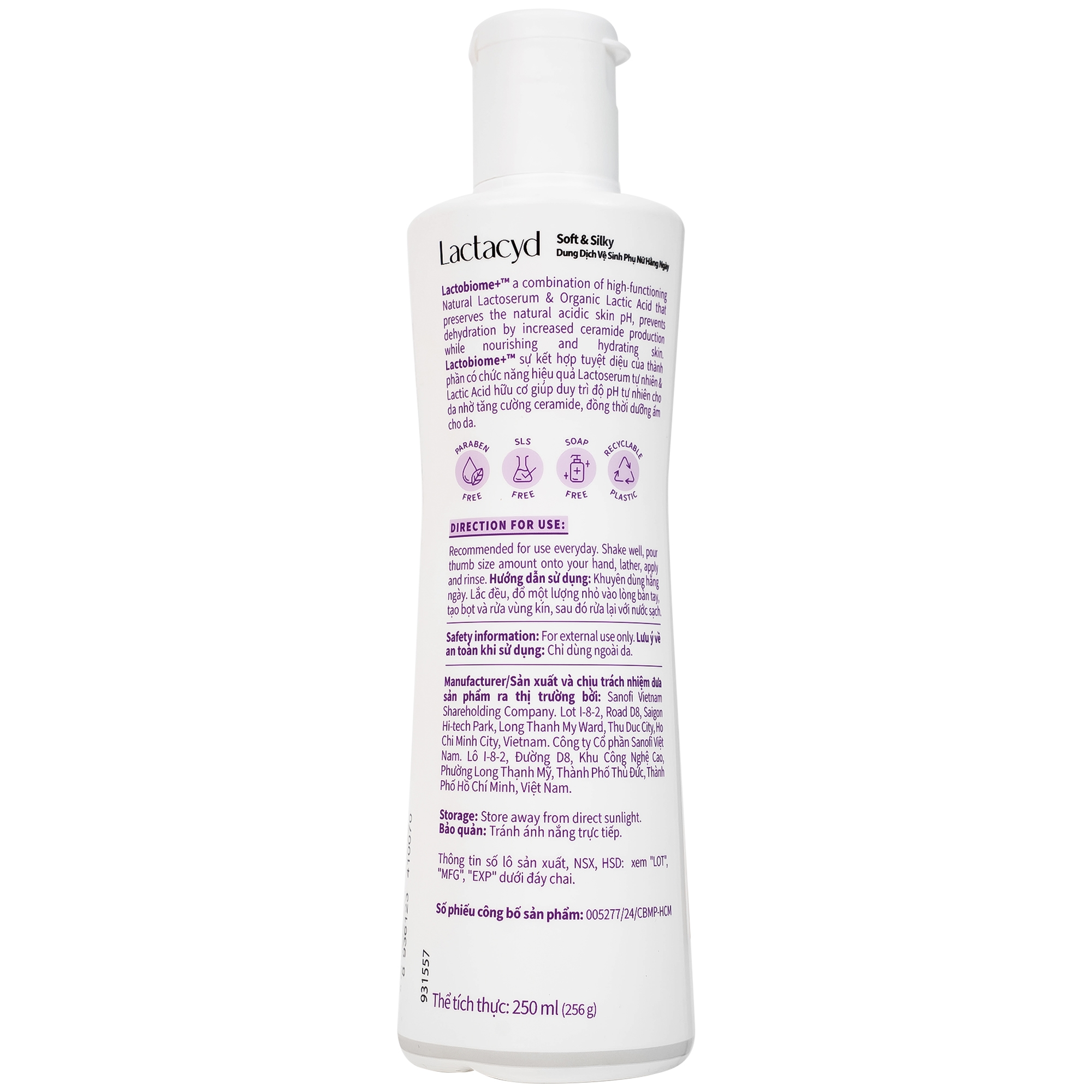 Hình ảnh Dung dịch vệ sinh phụ nữ Lactacyd Soft and Silky Sanofi giữ ẩm và bảo vệ da nhạy cảm (150ml)