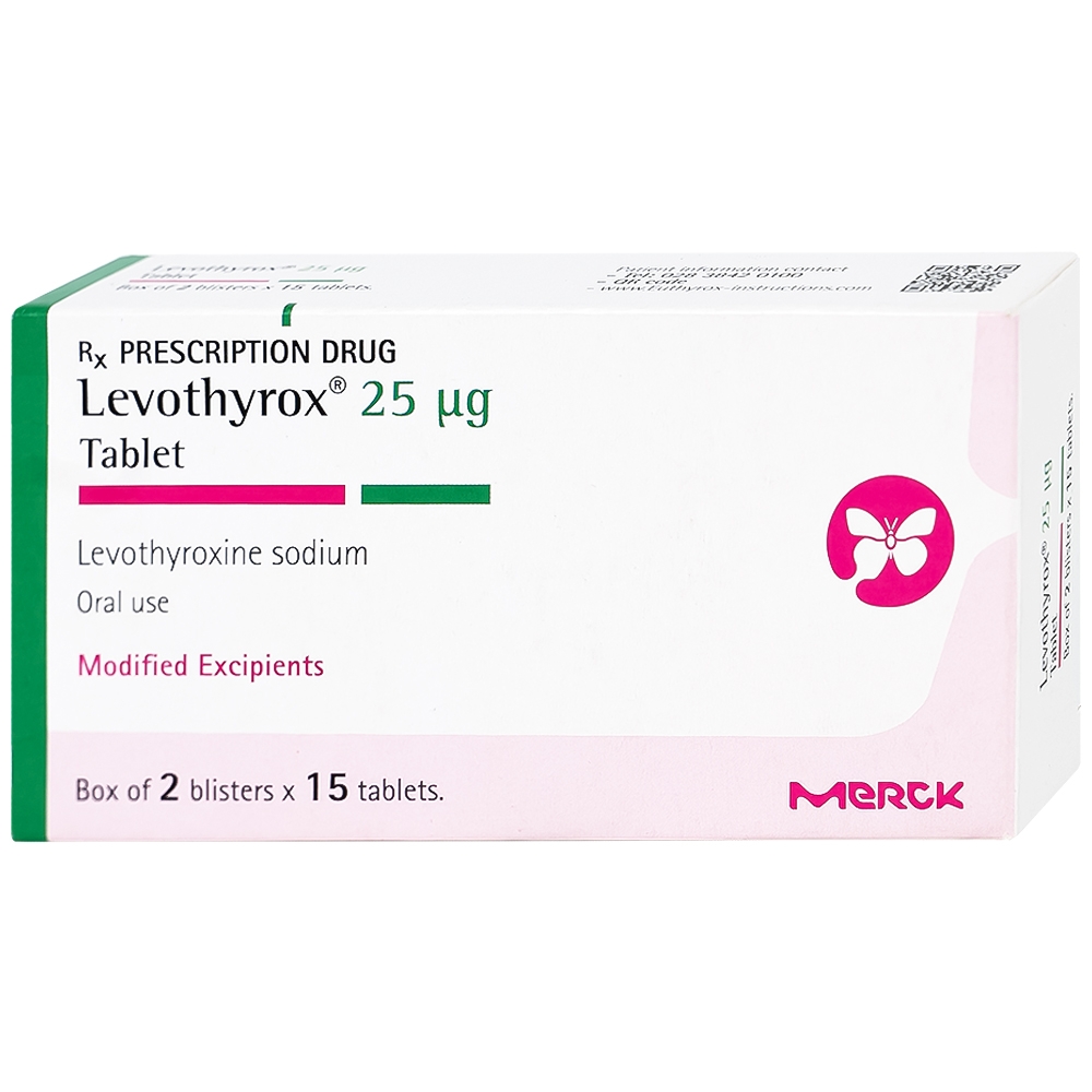 Hình ảnh Thuốc Levothyrox 25µg Merck điều trị bướu giáp đơn thuần lành tính (2 vỉ x 15 viên)