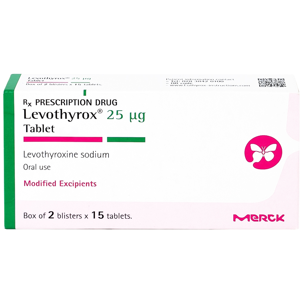 Hình ảnh Thuốc Levothyrox 25µg Merck điều trị bướu giáp đơn thuần lành tính (2 vỉ x 15 viên)