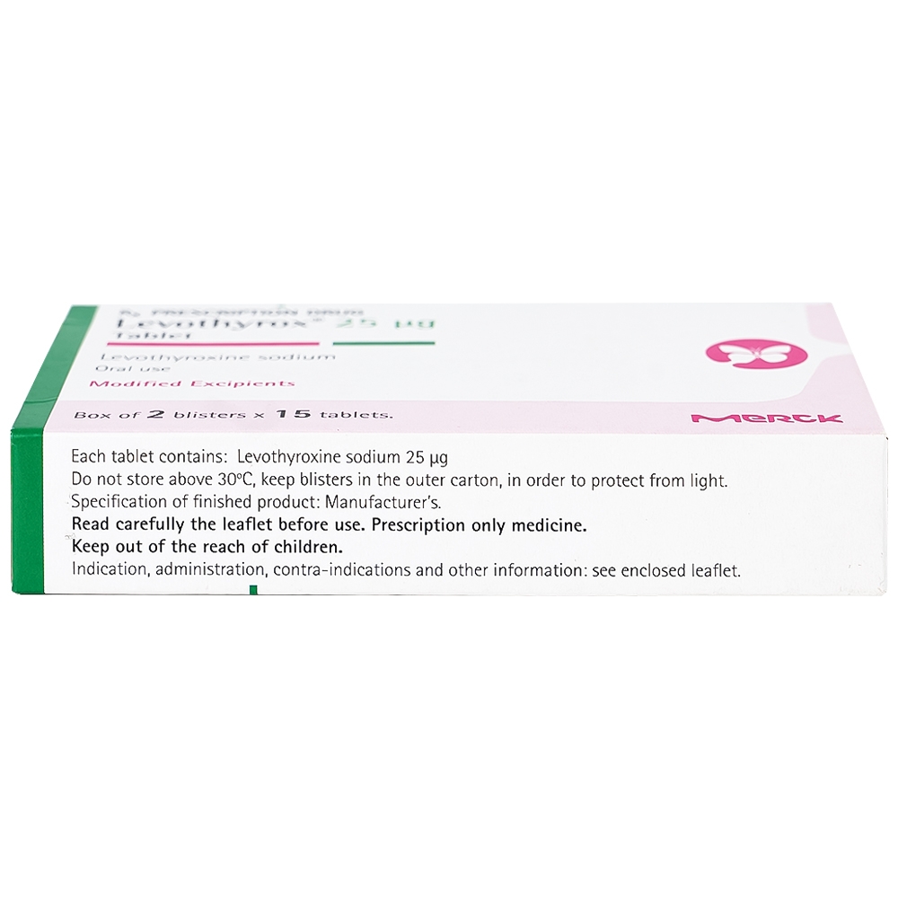Hình ảnh Thuốc Levothyrox 25µg Merck điều trị bướu giáp đơn thuần lành tính (2 vỉ x 15 viên)