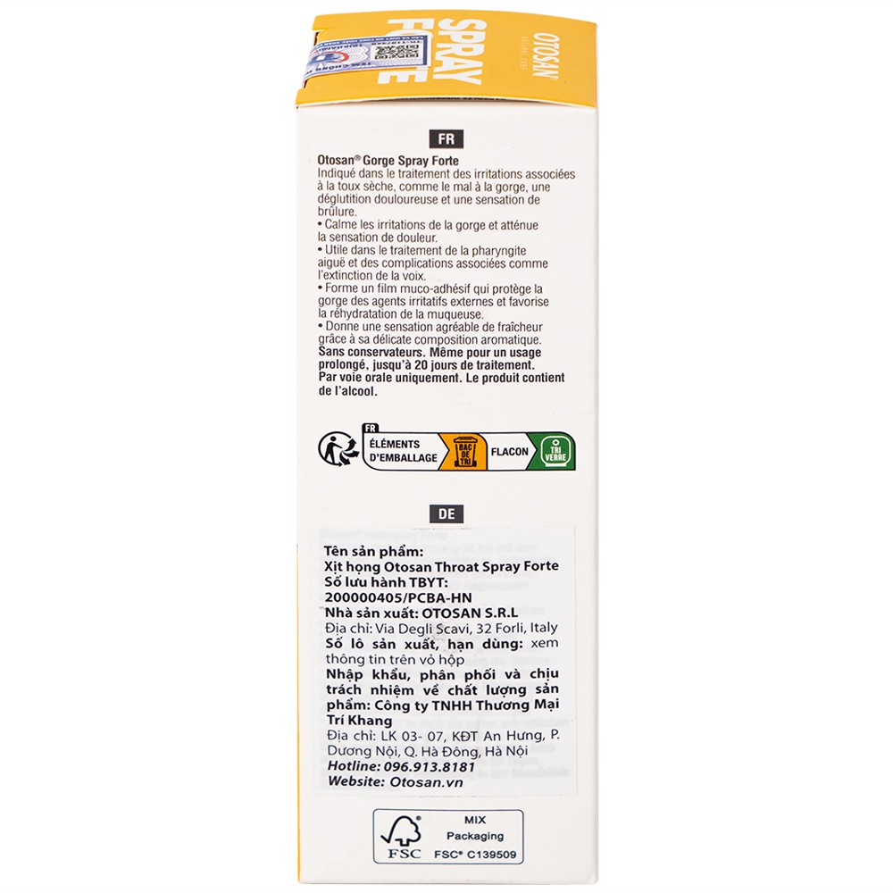 Hình ảnh Xịt họng Otosan Spray Forte hỗ trợ điều trị viêm họng cấp, viêm hô hấp, giảm đau rát họng (30ml)