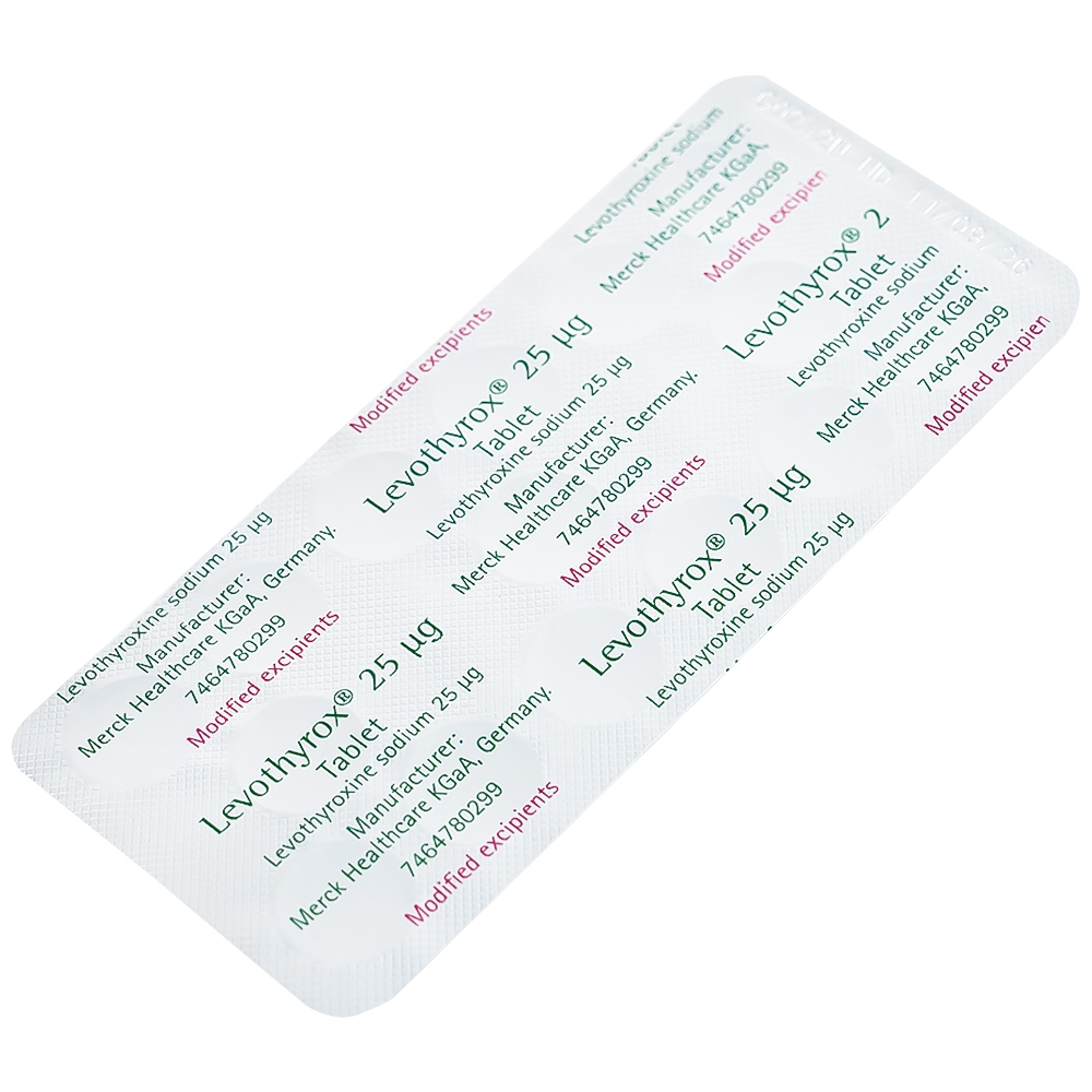 Hình ảnh Thuốc Levothyrox 25µg Merck điều trị bướu giáp đơn thuần lành tính (2 vỉ x 15 viên)