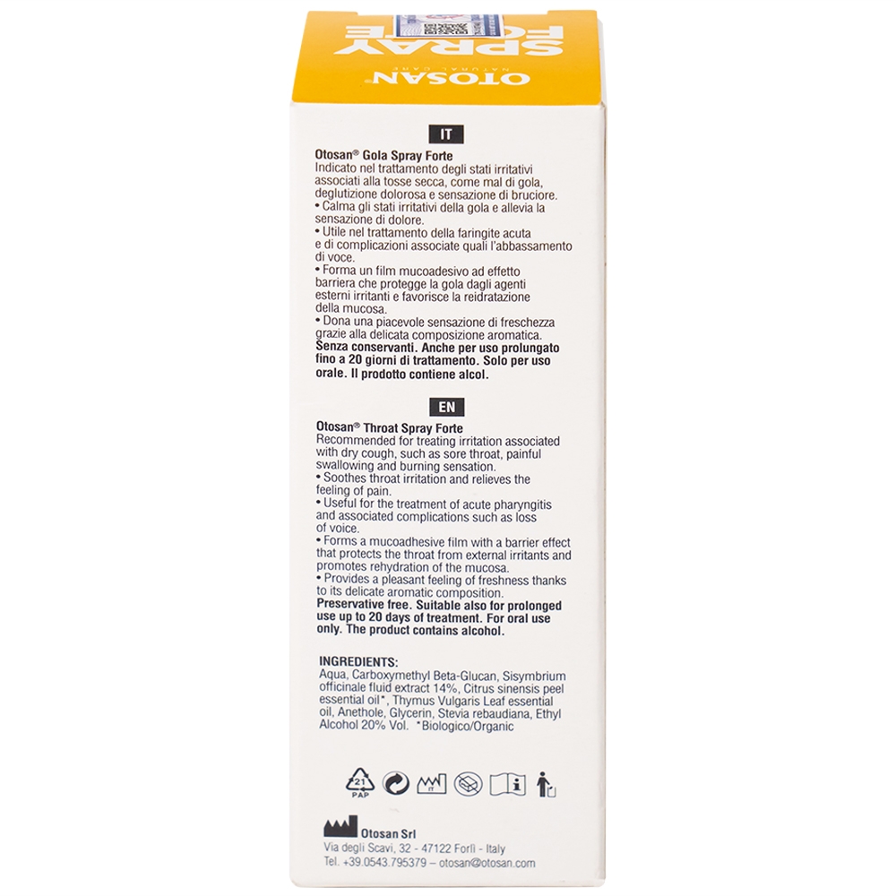 Hình ảnh Xịt họng Otosan Spray Forte hỗ trợ điều trị viêm họng cấp, viêm hô hấp, giảm đau rát họng (30ml)