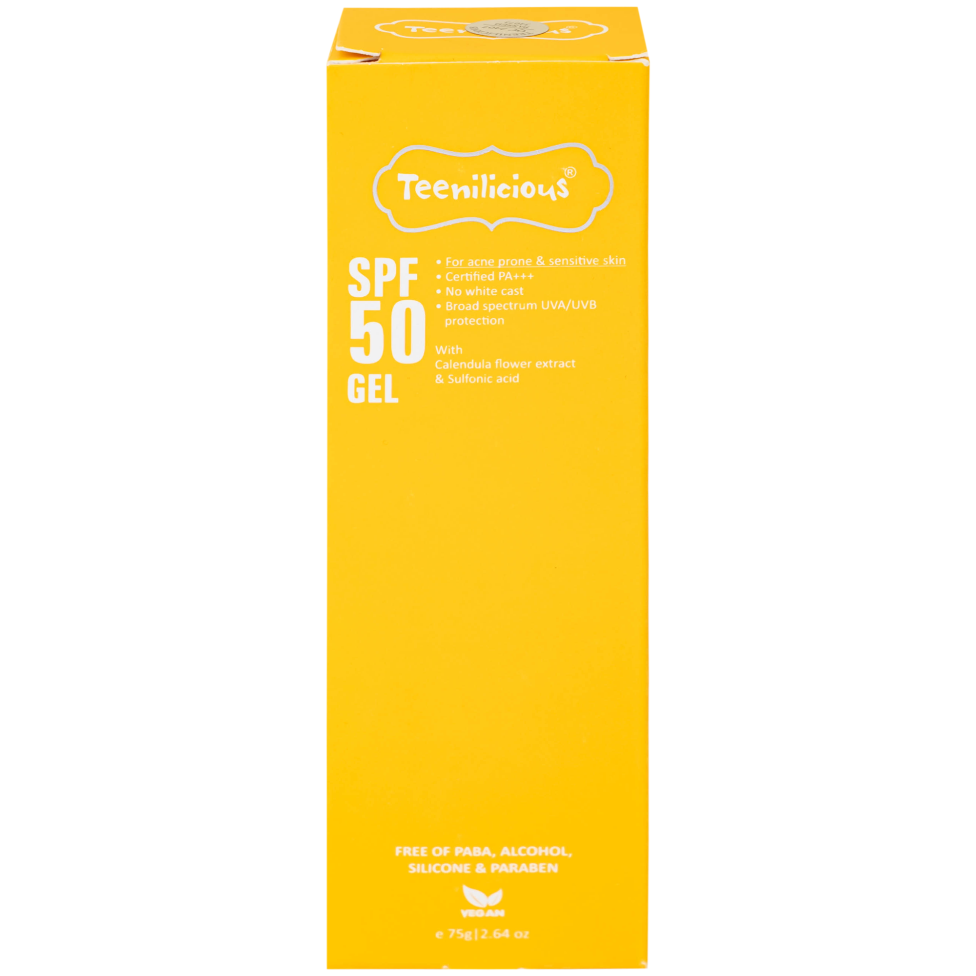 Hình ảnh Gel chống nắng cho da mụn và nhạy cảm Teenilicious SPF50 PA+++ hộp 75g